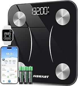 Bluetooth Body Fat Scales, INSMART Smart Digital Bathroom Weight Weighing Scales for Body Composition Analyzer with Smart APP, Body Composition Fitbit Scales for Fitness (ST/LB/KG)