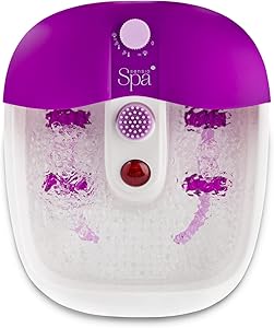Sensio Spa Foot Spa Massager Pedicure Bath Nine accessories Pamper Your Feet with Heat Bubbles and Massaging Tools All In One Home Salon Therapeutic Massage Tub Pedicure Set White Purple