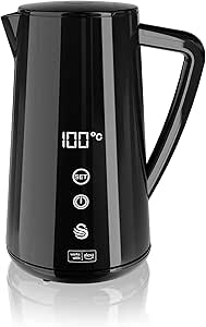 Swan SK14650BLKN Alexa Smart Kettle, LED Touch Display, Keep Warm Function, Stainless Steel Insulated, 1.5L, 1800W, Black