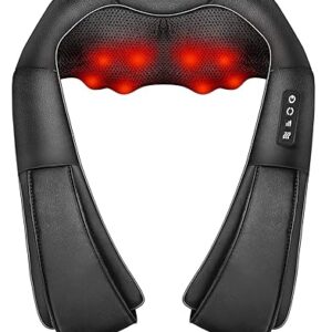 Neck Massager, Deep Tissue 3D Kneading, by iKristin, Portable, with Heat, Shiatsu Massager for Neck, Back, Shoulder, Foot and Leg, at Home and Car, Suitable for Women and Men (Black)