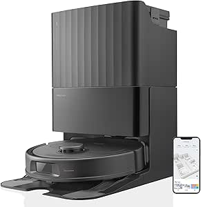 roborock Qrevo S Robot Vacuum Cleaner, 7000Pa Suction, LiDAR & Reactive Tech Obstacle Avoidance, Multifunctional Dock, Auto Mop Washing&Drying, Self-Emptying&Refilling, 10mm Mop Lifting (Black)