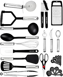 Kitchen Utensils Set - 25pieces Non-Stick Heat Resistant Cooking Utensils Set - Spoons Turners Spatula Ladle Set - Kitchen Tools Gadgets Accessories