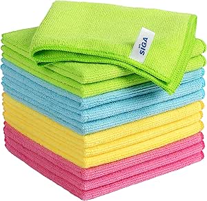 MR.SIGA Microfiber Cleaning Cloth,Pack of 12, Size:32 x 32 cm